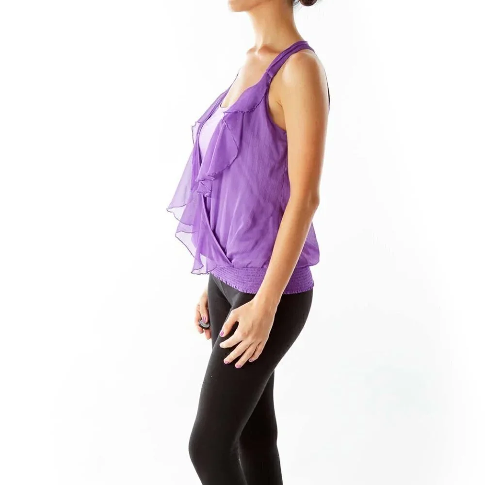 Cache Purple Ruffled Blouse - Picture 3 of 3